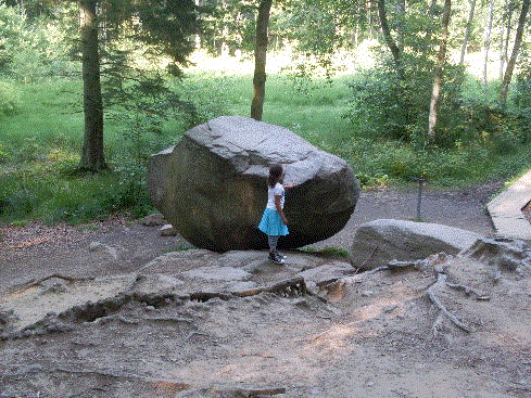 Rocking stone, a huge boulder carried by a drifting glacier during the ice age.